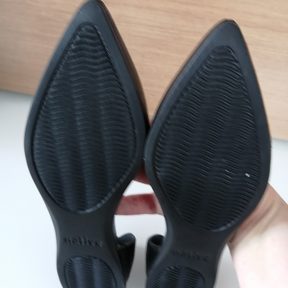 Native Audrey D'Orsay Black Pointed Toe Flat Rubber Comfort Waterproof Slip On 7 - Picture 6 of 14